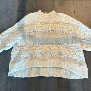 Cream Oversized Lace Detail Sweater